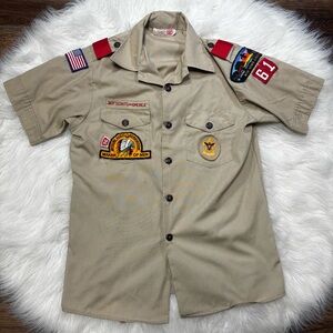 1970’s Vintage Boy Scouts of America Uniform Shirt with Patches size Youth Large